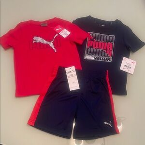 ⚡️3/$25  Puma Toddler Boy Red + Navy T-Shirt & Shorts Set. 18 months NWT